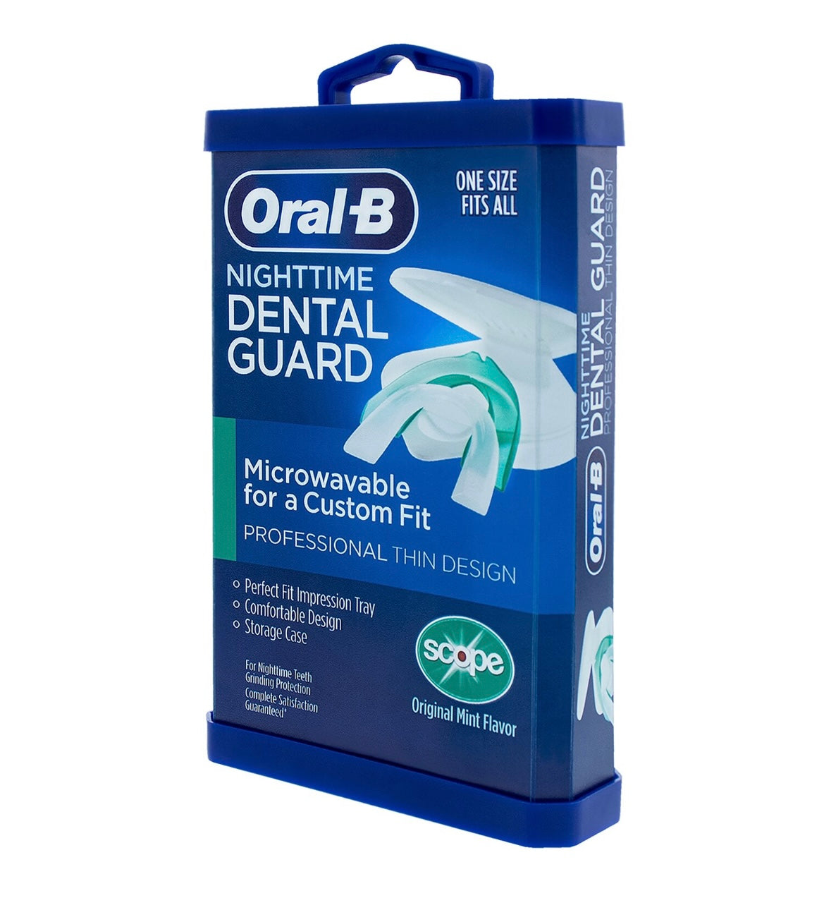 Oral-B Nighttime Dental Guard for Teeth Grinding Protection, Custom Fit, Professional Thin Design, Scope Original Mint Flavor