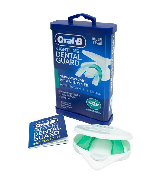 Oral-B Nighttime Dental Guard for Teeth Grinding Protection, Custom Fit, Professional Thin Design, Scope Original Mint Flavor