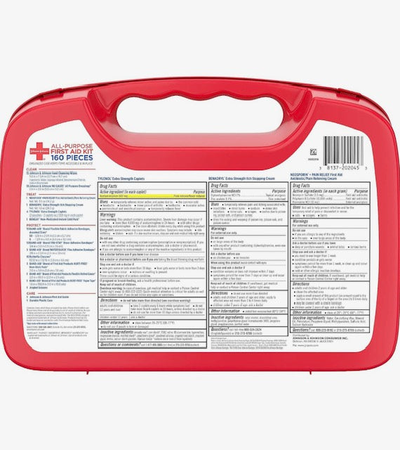 Johnson & Johnson All-Purpose First Aid Kit – Emergency Medical Supplies for Home, Travel, and Workplace Safety